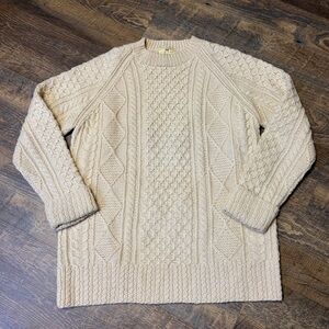 Vintage Handknit Limited America 100% Wool Cable-Knit Ivory Sweater Womens Small